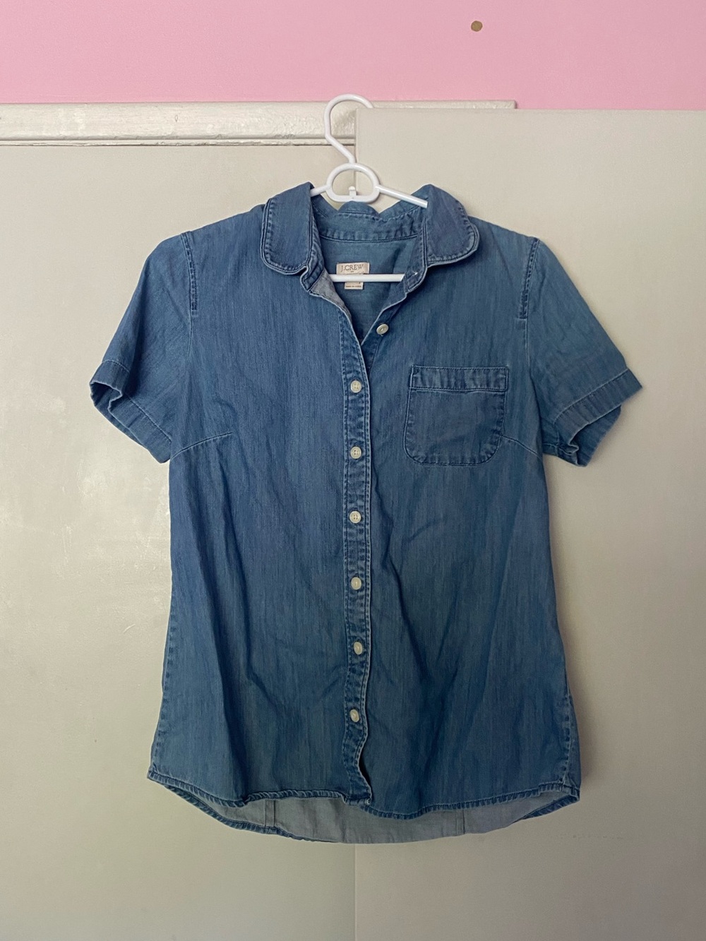 J. Crew Denim Button-Up Shirt Peter Pan collar size S